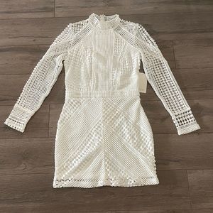 Tobi white lace overlay longsleeve mini dress.